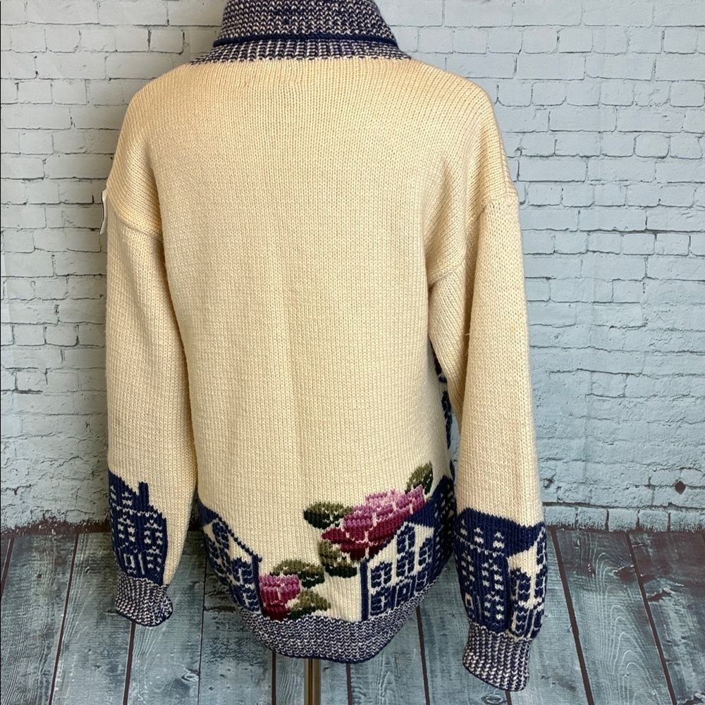 Vintage Hand Knitted South Wool 100% Virgin Wool Graphic Homestead Sweater Sz S - Picture 8 of 16